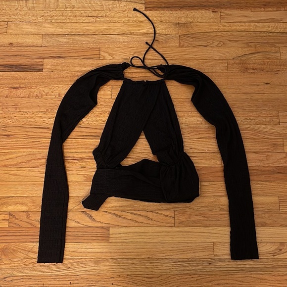 Danielle Guizio Wrap Long Sleeve Halter Top - Medium - Picture 2 of 7